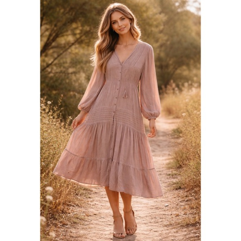 Young Fabulous & Broke Dusty Rose Midi Dress